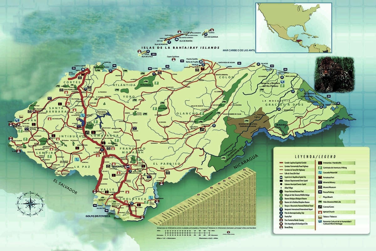 карта на Хондурас географија