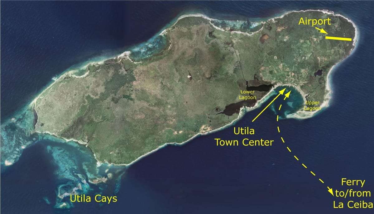 карта на utila Хондурас