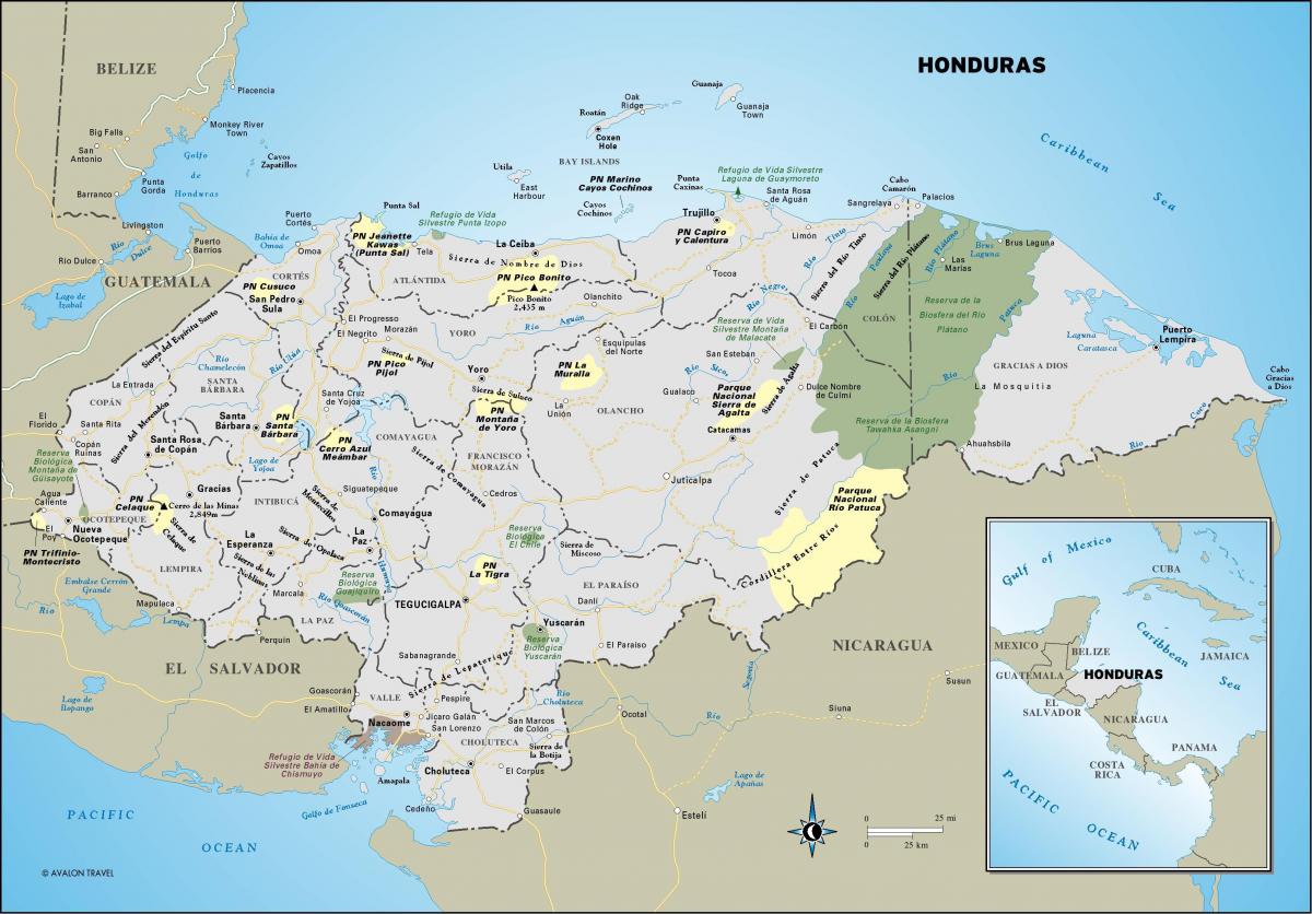 мапа на Хондурас 