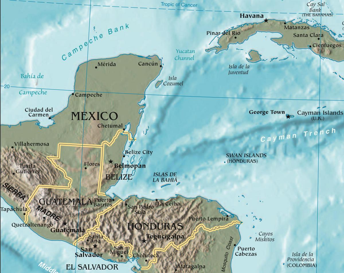 карта на заливот Хондурас