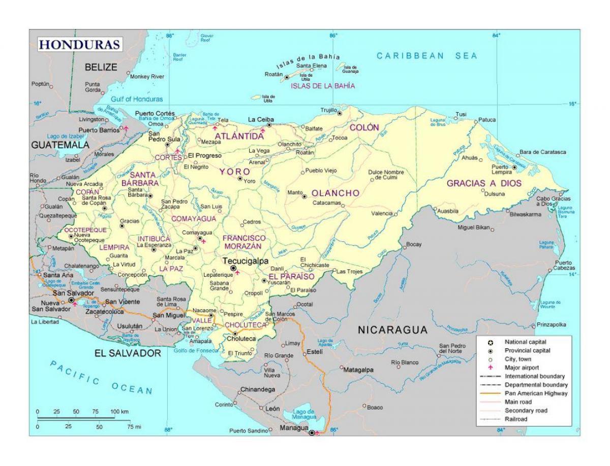детална карта на Хондурас