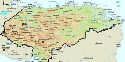 Карта на Хондурас и околните земји