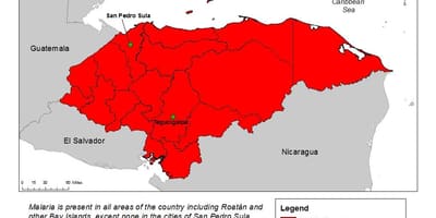 Карта на Хондурас маларија