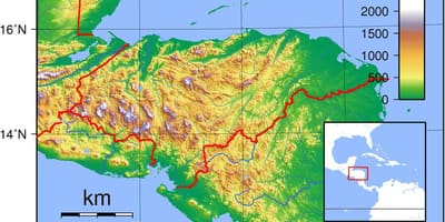 Карта на Хондурас топографски