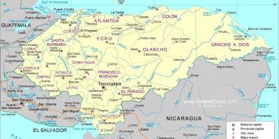 Карта на политичката карта на Хондурас